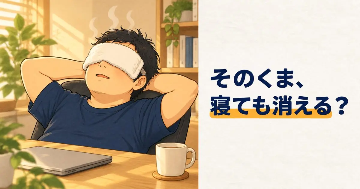 蒸しタオルを目に当ててひと休みする男性